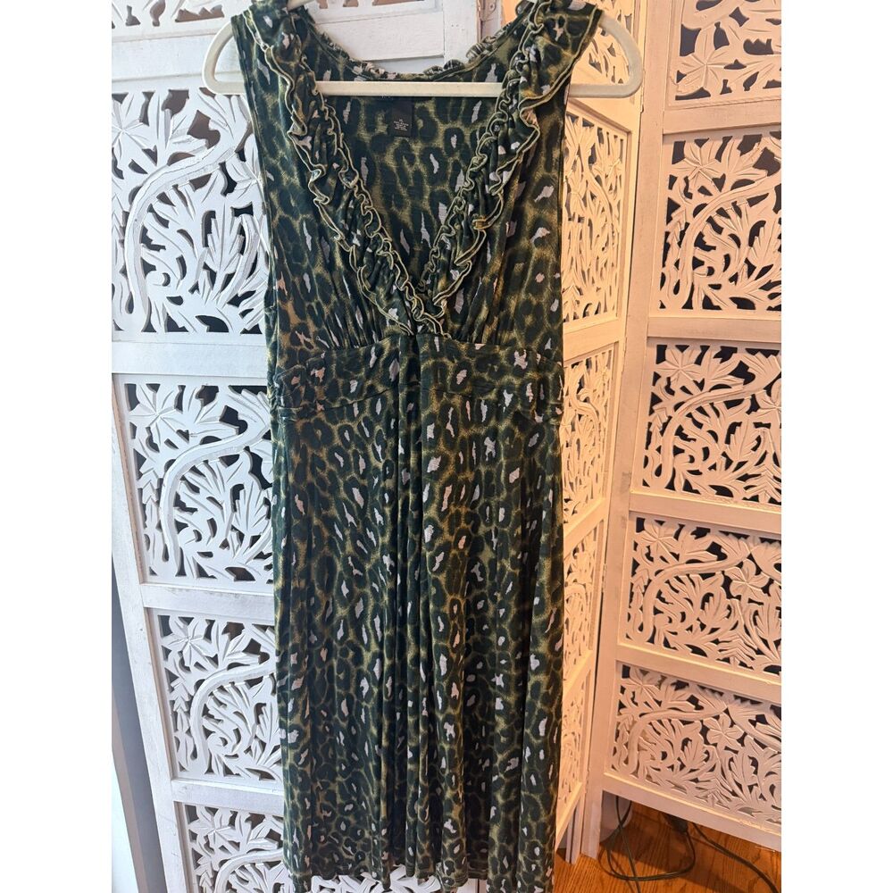 INC Green Leopard Print Ruffle Maxi Dress New With Tags Size XL